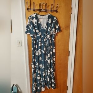 BloomChic Floral Ruffle Knot Side Wrap Dress